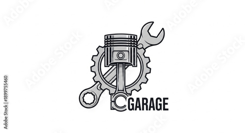 Automotive Engine Piston and Wrench Logo.