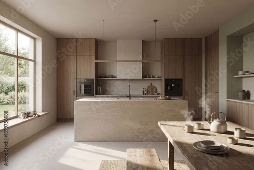 Salon moderne et minimaliste, style décoration scandinave, architecture simple