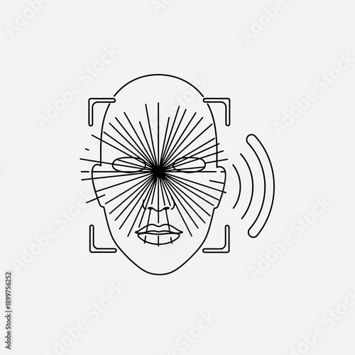 Face recognition biometric scan icon for digital security system