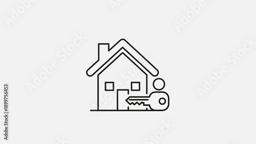 House key and person icon for real estate concept