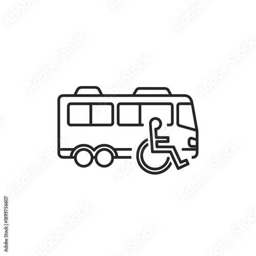 Line art accessible bus with disabled person symbol