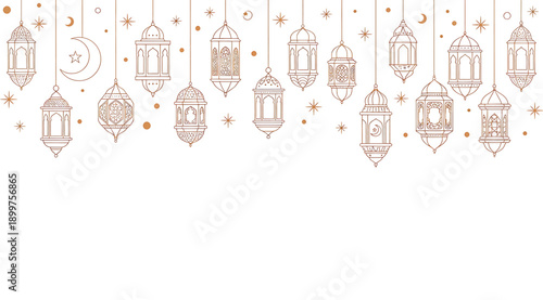 A collection of hanging lanterns and stars