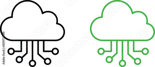 Cloud Computing and Network Line Icons
