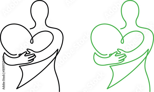 Mother and Child Care Line Icons