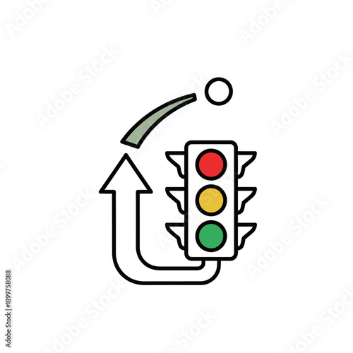 Traffic light with arrow representing process and decision making