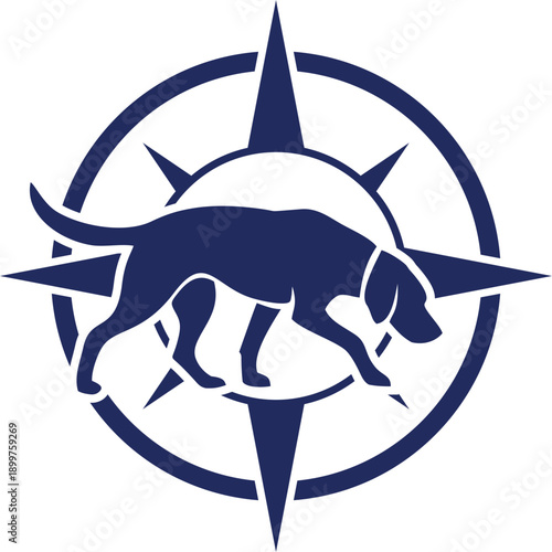 illustration of a dog sniffing purple color