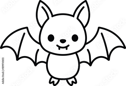Cute Bat Coloring Page for Kids Simple Cartoon Animal