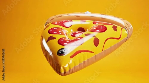 Wallpaper Mural Inflatable pizza slice pool float isolated on yellow background. Summer vacation, fast food and relaxation concept. Torontodigital.ca