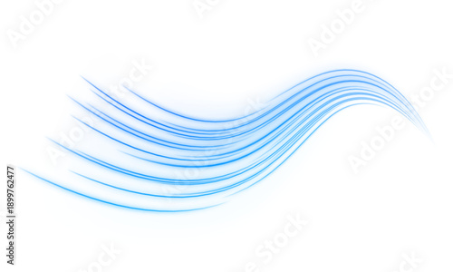 Abstract blue neon ribbons flow and spiral, creating smooth speed paths and cool glowing highlights. png