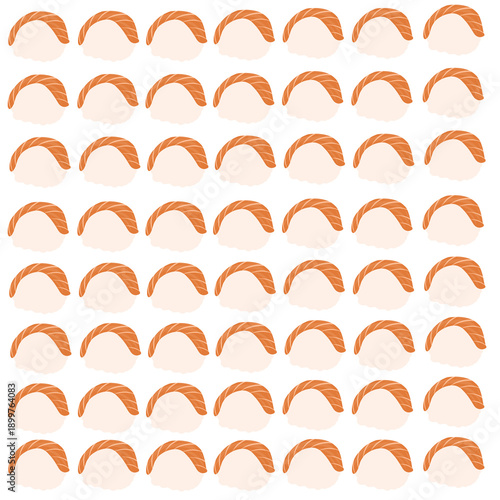 Salmon sushi design pattern. Sushi vector. Salmon sushi illustration. Japanese food illustration. Salmon sushi pattern design for packaging