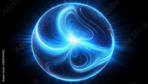 vibrant blue orb a glowing blue core with concentric light patterns ideal for high energy graphic overlays isolated on black and transparent 3d render