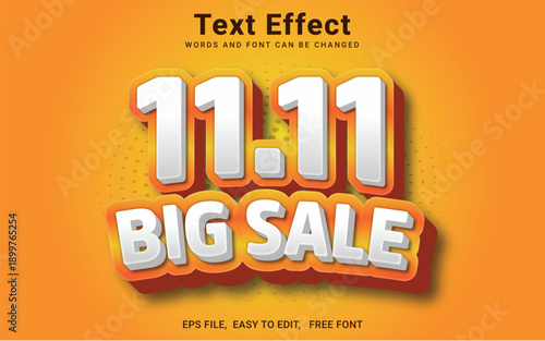 Promotional banner with orange three dimensional text effect for eleven eleven shopping festival event featuring bold white letters and numbers set
