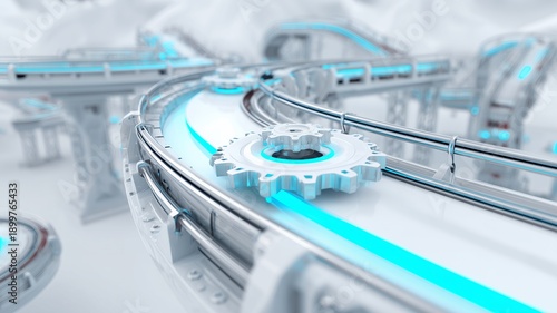 Futuristic Gear And Conveyor System
