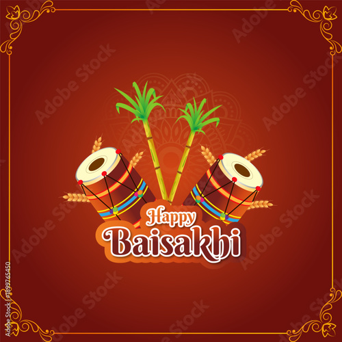 Vector illustration of Happy Baisakhi social media template