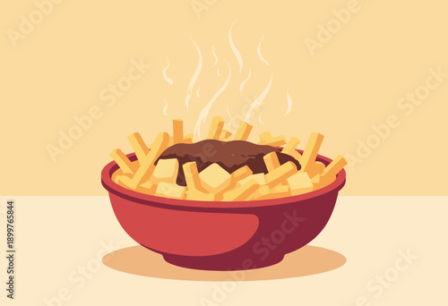 Canadian Poutine bowl french fries, brown gravy, cheese curds Comfort food