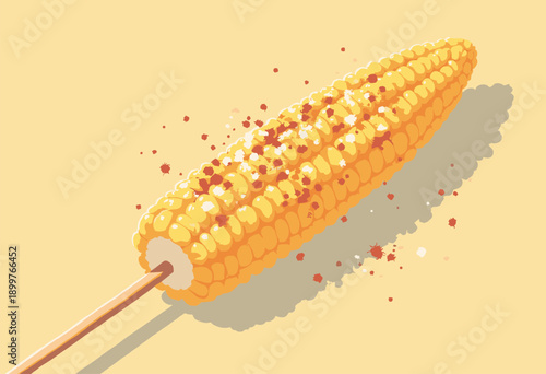 Mexican Elote Street Corn stick covered mayo, cheese, chili powder Flat