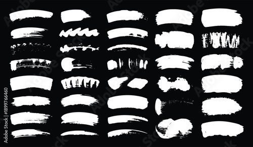 Brush strokes vector illustration, abstract grunge texture on white background. Artistic design element, paint smear, ink splatter, creative graphic element.