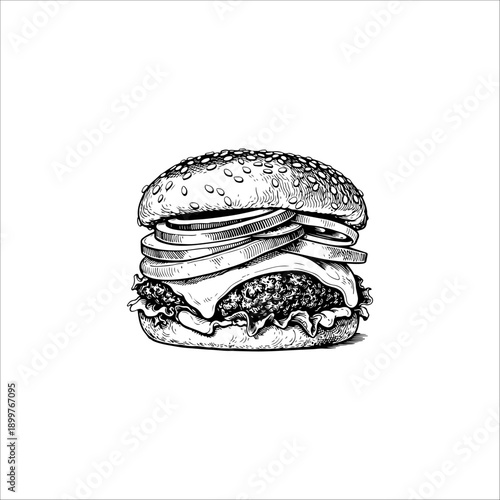 hot burger hand drawn illustration artwork	