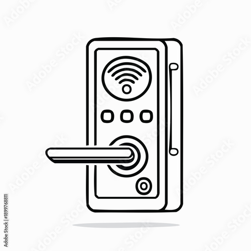 電子ドアロックと暗証番号パネルのベクターイラスト セキュリティ素材