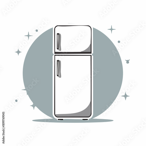 シンプルな冷蔵庫のベクターイラスト 白背景の生活家電素材