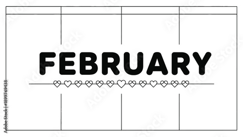 February Month Header Calendar Graphic Vector Illustration for Seasonal Campaigns Retail Promotions and Editorial Content