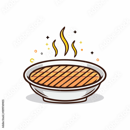 グリルパンフライパンアイコン 調理用キッチン用品のシンプルイラスト
