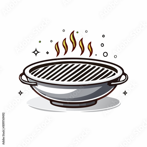 グリルパンフライパンアイコン 調理用キッチン用品のシンプルイラスト