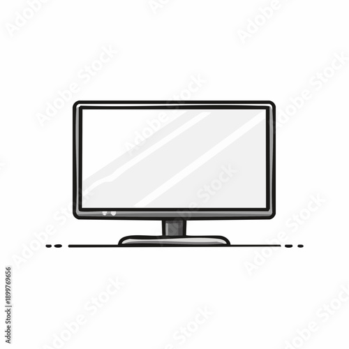 薄型テレビモニターアイコン 家庭用ディスプレイ家電のシンプルイラスト