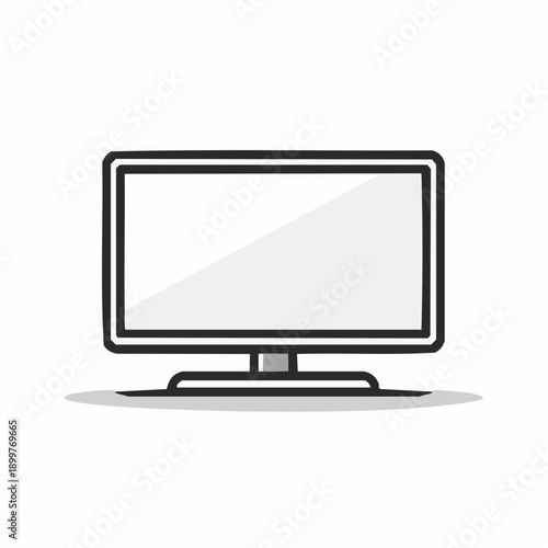薄型テレビモニターアイコン 家庭用ディスプレイ家電のシンプルイラスト