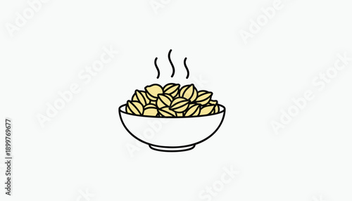 Vector illustration of steaming bowl of french fries, for food menu or recipe, isolated on transparent background, png
