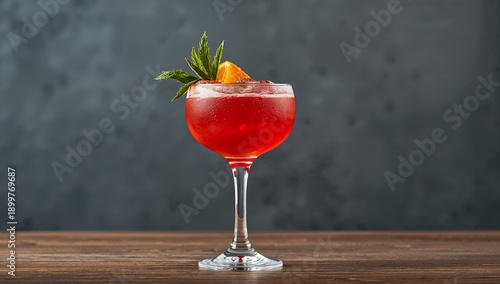 Mixing a Cocktail With Fresh Ingredients and a Decorative Garnish on a Wooden...