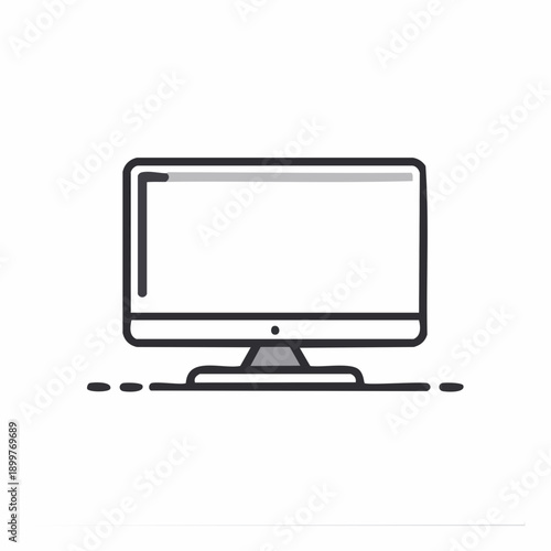 薄型テレビモニターアイコン 家庭用ディスプレイ家電のシンプルイラスト