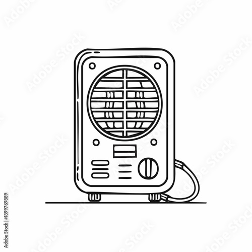 ポータブル冷暖房ファンアイコン キャスター付き空調家電イラスト