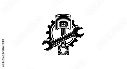 Automotive Piston and Wrench Icon.
