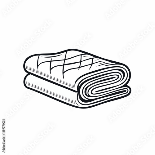 折りたたみタオルアイコン 清潔感のあるバスタオル生活用品イラスト