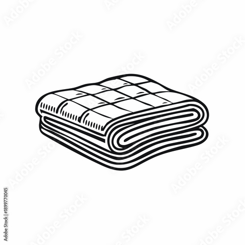 折りたたみタオルアイコン 清潔感のあるバスタオル生活用品イラスト