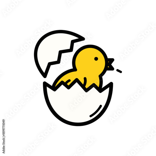 Adorable Newborn Chick Hatching from Cracked Eggshell