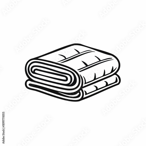 折りたたみタオルアイコン 清潔感のあるバスタオル生活用品イラスト