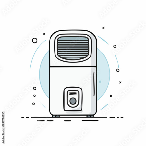 冷風機スポットクーラーアイコン 夏の暑さ対策に使える小型冷却家電イラスト