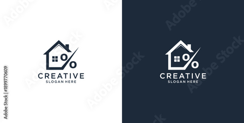 Minimalist House Logo Design with Line Style. Simple Real Estate Business Logo