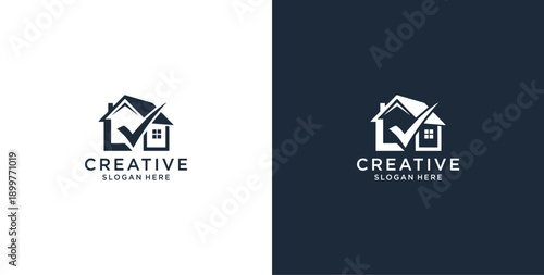 Minimalist House Logo Design with Line Style. Simple Real Estate Business Logo