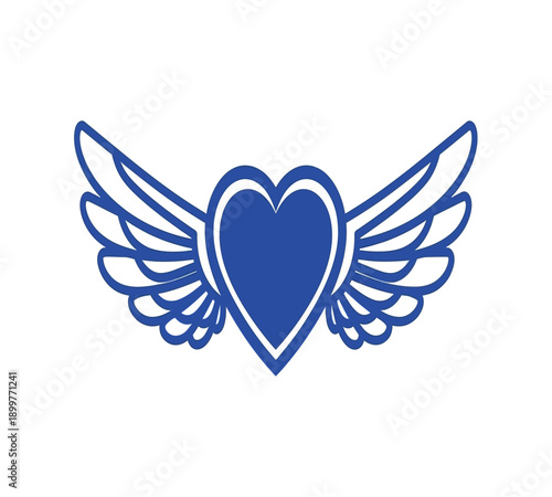 Blue heart with wings logo symbolizing love and freedom