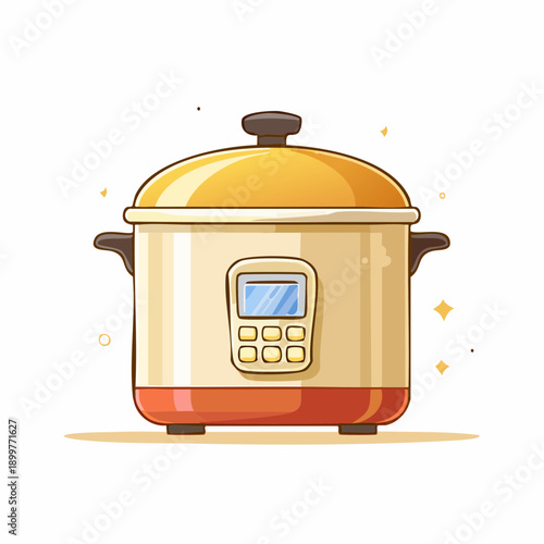 電気圧力鍋・マルチクッカーのシンプルベクターイラスト 調理家電