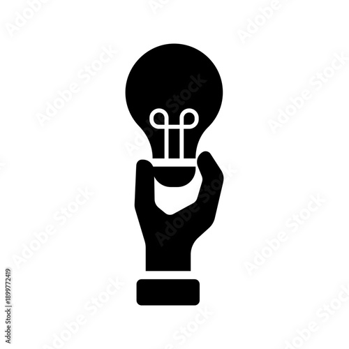 Hand installing light bulb electrical repair solid glyph icon
