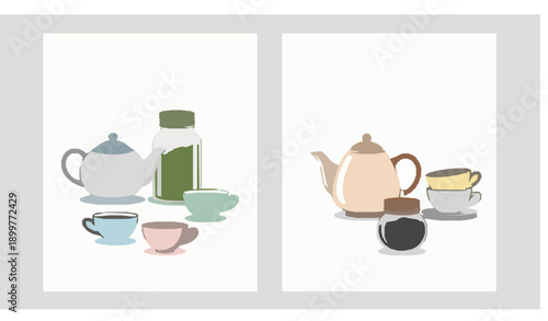 Modern tea lover advertising banner set vector illustration