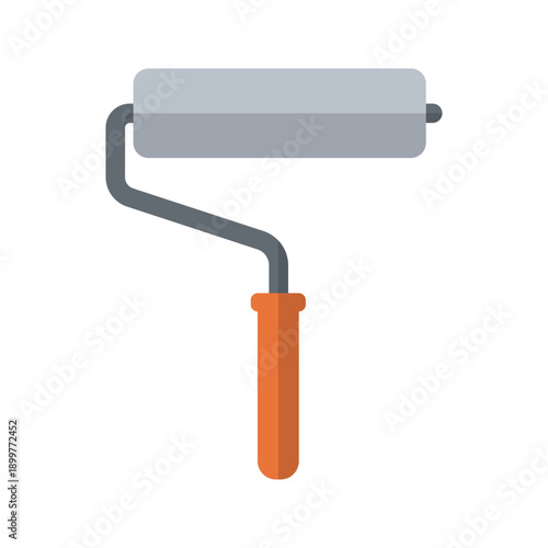 Wall paint roller tool home renovation flat color icon
