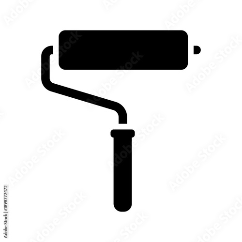 Wall paint roller tool home renovation solid glyph icon
