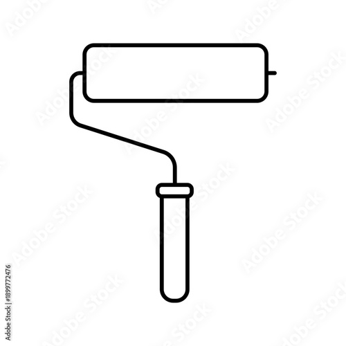 Wall paint roller tool home renovation line art icon
