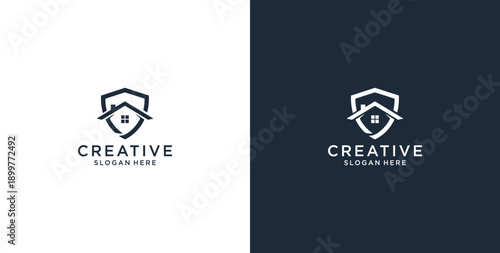 Minimalist House Logo Design with Line Style. Simple Real Estate Business Logo