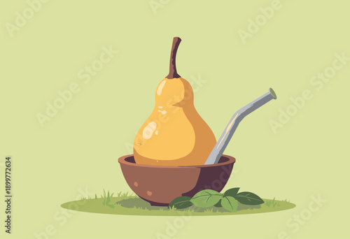 Yerba Mate Gourd Bombilla metal straw South American tea tradition Flat